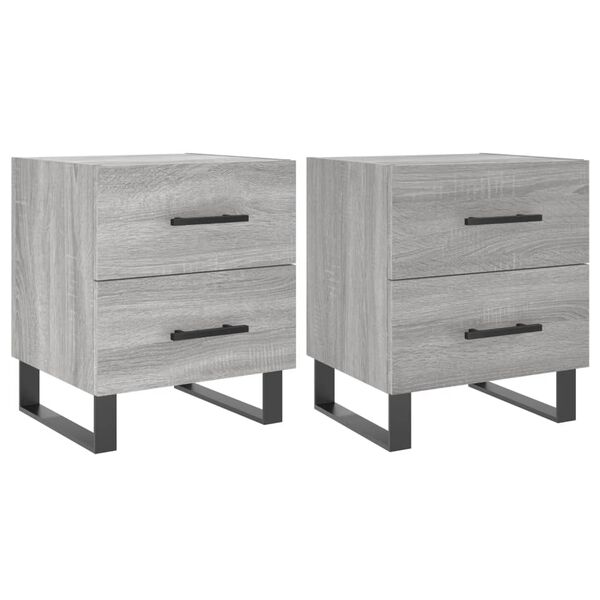 vidaXL Tables de chevet 2 pcs sonoma gris 40x35x47,5 cm