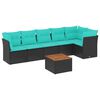 vidaXL Salon de jardin 7 pcs avec coussins noir r&eacute;sine tress&eacute;e