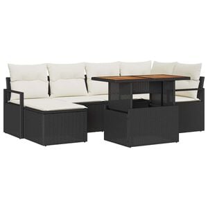 vidaXL Ensemble de canap&eacute; de jardin 7 pc Noir polyrotin