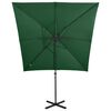 vidaXL Parasol de jardin en porte-&agrave;-faux et m&acirc;t et lumi&egrave;res LED vert