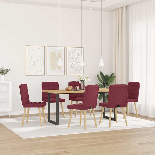 vidaXL Chaises &agrave; manger lot de 6 rouge bordeaux tissu