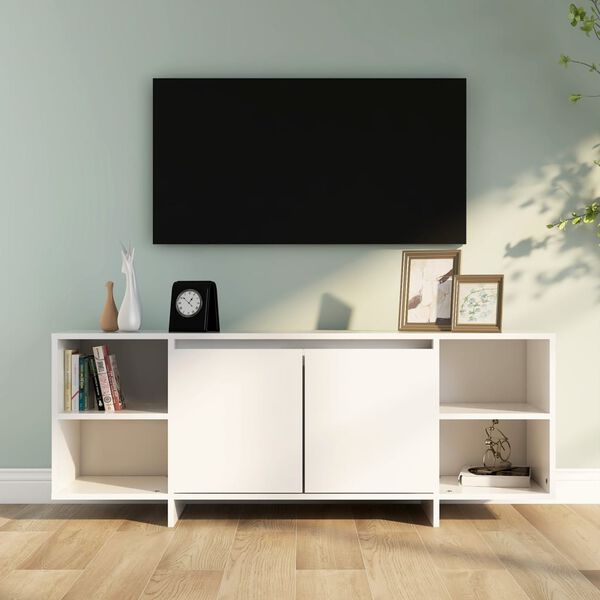 vidaXL Meuble TV blanc 130x35x50 cm bois d'ing&eacute;nierie