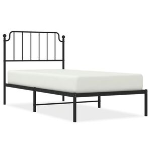 vidaXL Cadre de lit m&eacute;tal sans matelas avec t&ecirc;te de lit noir 90x190 cm