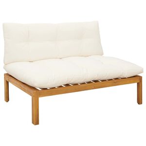 vidaXL Sofa de jardin milieu Blanc Naturel et Cr&egrave;me Bois d'acacia