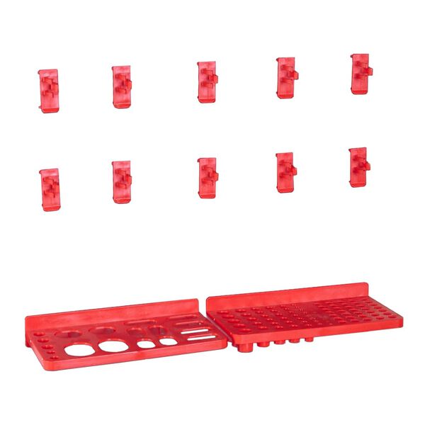 vidaXL Kit de bacs de stockage et panneaux muraux 80 pcs Rouge et noir