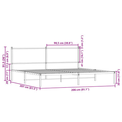 vidaXL Cadre de lit métal avec tête de lit et pied de lit 140x200 cm