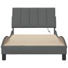 vidaXL Cadre de lit sans matelas Hanko gris fonc&eacute; 100x200 cm tissu