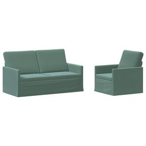 vidaXL Ensemble de Canap&eacute;s 2 pcs Vert Mer Velours (V)