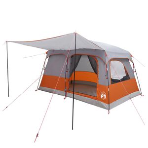 vidaXL Tente familiale 6 personne Gris et orange Polyester