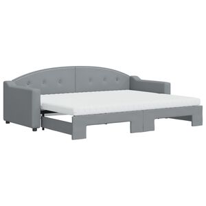 vidaXL Lit de jour avec gigogne et matelas gris clair 80x200 cm tissu