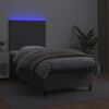 vidaXL Sommier &agrave; lattes de lit avec matelas et LED Gris 80x200 cm