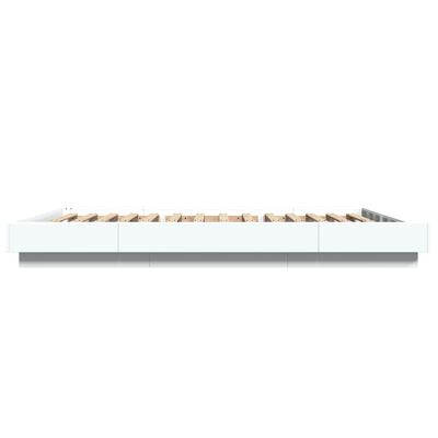 vidaXL Cadre de lit avec lumières LED blanc 135x190 cm bois ingénierie