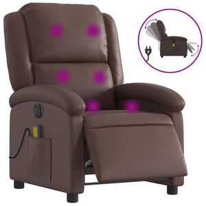 vidaXL Fauteuil de massage inclinable &eacute;lectrique marron similicuir