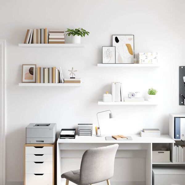 vidaXL &Eacute;tag&egrave;res murales flottantes 4 pcs blanc 90x23,5x3,8 cm MDF