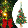 vidaXL Arbre de No&euml;l artificiel pr&eacute;-&eacute;clair&eacute; avec boules vert 64 cm