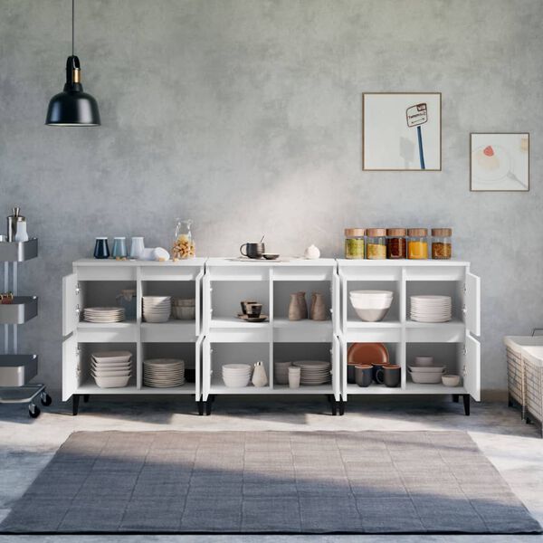 vidaXL Buffets 3 pcs blanc 60x35x70 cm bois d'ing&eacute;nierie