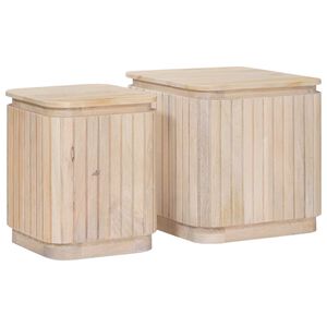 vidaXL Ensemble de Tables de Chevet Artisanales 2 pcs Blanc