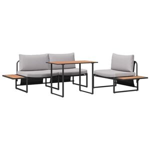 vidaXL Ensemble de salle &agrave; manger pour jardin 3 pc Gris clair Acier