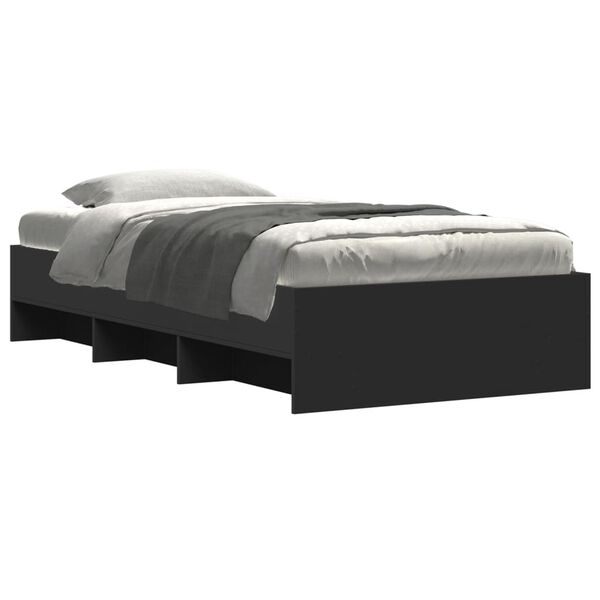 vidaXL Cadre de lit sans matelas noir 90x200 cm bois d'ing&eacute;nierie