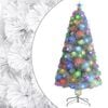 vidaXL Arbre de No&euml;l artificiel pr&eacute;-&eacute;clair&eacute; blanc 120 cm fibre optique