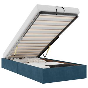 vidaXL Cadre de lit ottoman sans matelas bleu fonc&eacute; 100x200 cm velours