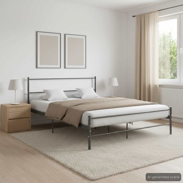 vidaXL Cadre de lit sans matelas gris m&eacute;tal 140x200 cm
