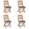 vidaXL Chaises pliantes 4 pi&egrave;ces avec coussins en bois d'acacia massif