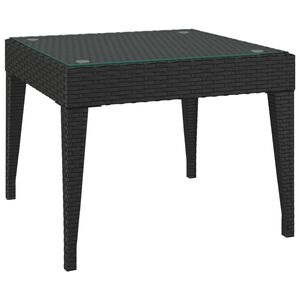 vidaXL Table d'appoint noir 50x50x38 cm poly rotin et verre tremp&eacute;