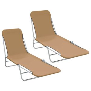 vidaXL Chaises longues pliables lot de 2 Acier et tissu Taupe
