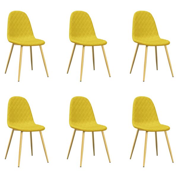 vidaXL Chaises à manger lot de 6 Jaune moutarde Velours