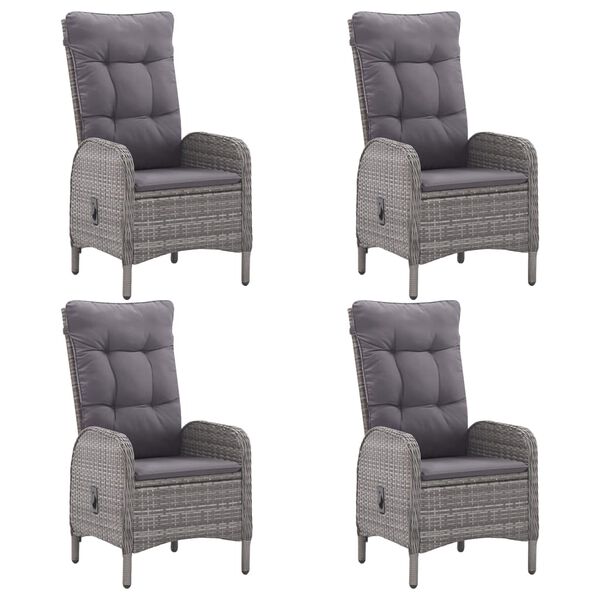 vidaXL Ensemble &agrave; manger de jardin 5 pcs R&eacute;sine tress&eacute;e et verre Gris