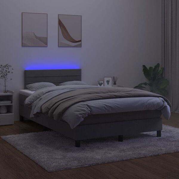 vidaXL Sommier &agrave; lattes de lit avec matelas LED Gris fonc&eacute; 120x200 cm