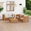 vidaXL Salon de jardin 5 pcs avec coussin cr&egrave;me bois de teck solide