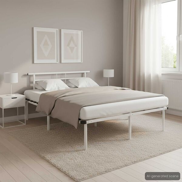 vidaXL Cadre de lit sans matelas blanc métal 140x200 cm