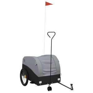 vidaXL Remorque de v&eacute;lo noir et gris 45 kg fer