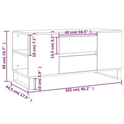 vidaXL Table basse blanc 102x44,5x50 cm bois d'ingénierie