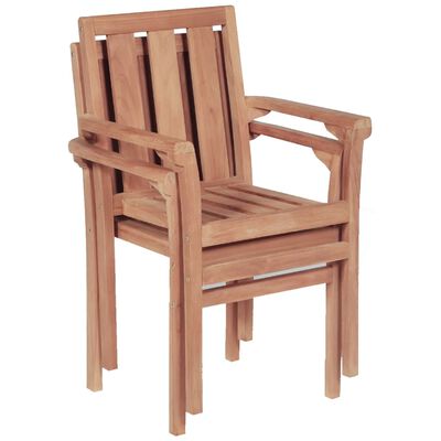 vidaXL Chaises de jardin empilables lot de 2 Bois de teck solide