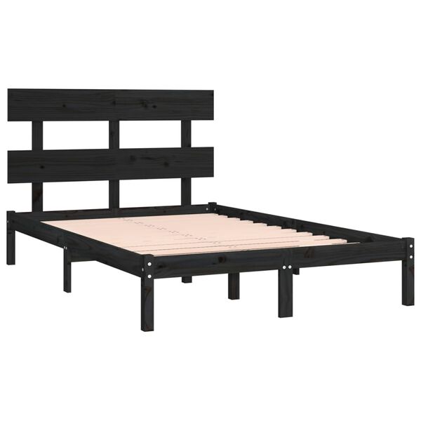 vidaXL Cadre de lit sans matelas noir 200x200 cm bois massif