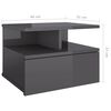 vidaXL Table de chevet flottante gris brillant Bois d'ingénierie