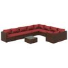 vidaXL Salon de jardin 10 pcs avec coussins R&eacute;sine tress&eacute;e Marron