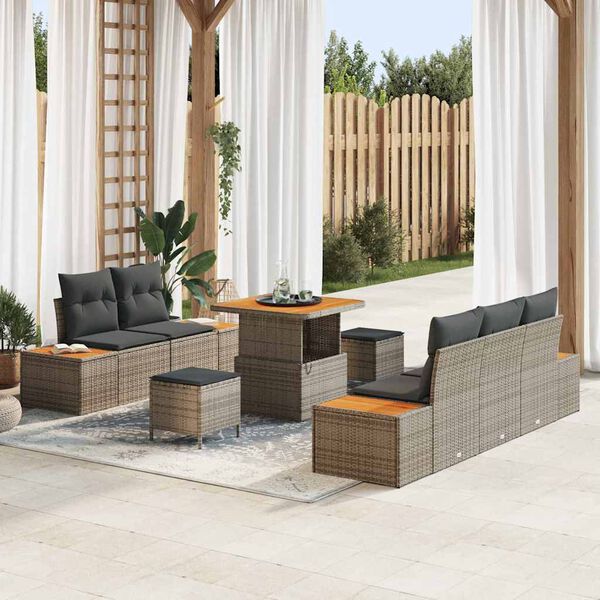vidaXL Ensemble de canap&eacute; de jardin 8 pcs Gris clair et gris fonc&eacute;