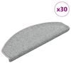vidaXL Tapis d'escalier 30 pi&egrave;ces 65 x 24 x 4 cm Gris clair Demi-rond Grand