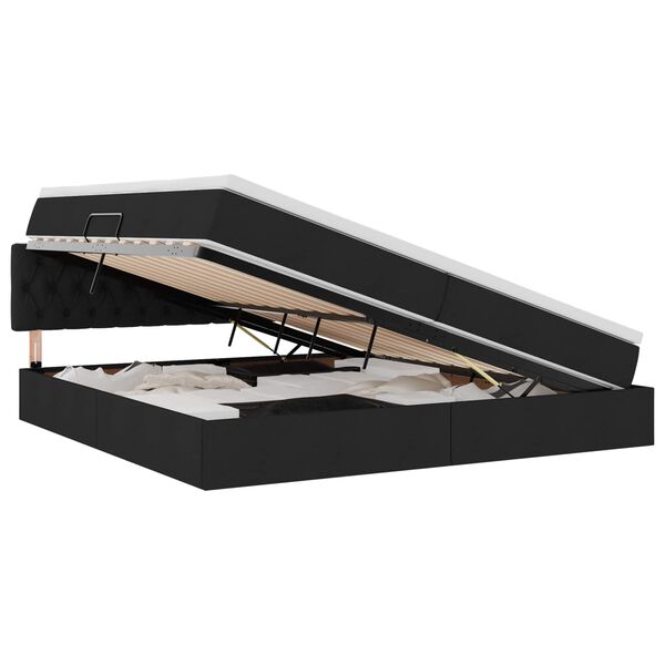 vidaXL Lit avec rangement et LED Noir 200 x 200 cm Polyester