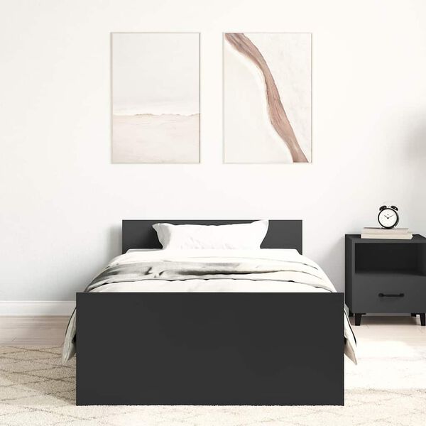 vidaXL Cadre de lit sans matelas noir 90x190 cm bois ing&eacute;nierie