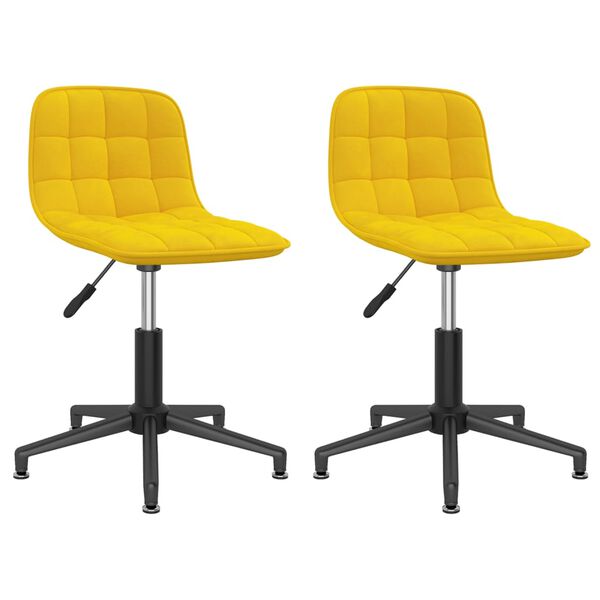vidaXL Chaises pivotantes &agrave; manger lot de 2 Jaune Velours