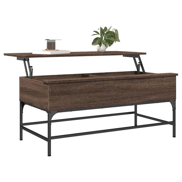 vidaXL Table basse chêne marron 100x50x45cm bois d'ingénierie et métal