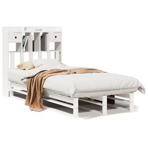 vidaXL Lit biblioth&egrave;que sans matelas blanc 90x190cm bois de pin massif
