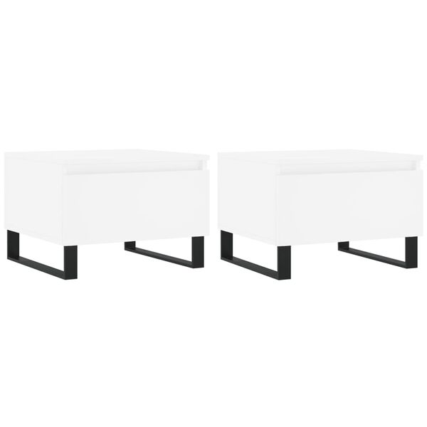 vidaXL Tables basses 2 pcs blanc 50x46x35 cm bois d'ing&eacute;nierie