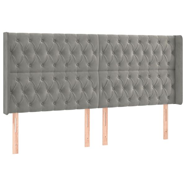 vidaXL T&ecirc;te de lit avec oreilles Gris clair 203x16x118/128 cm Velours