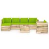 vidaXL Salon de jardin 7 pcs avec coussins Bois impr&eacute;gn&eacute; de vert